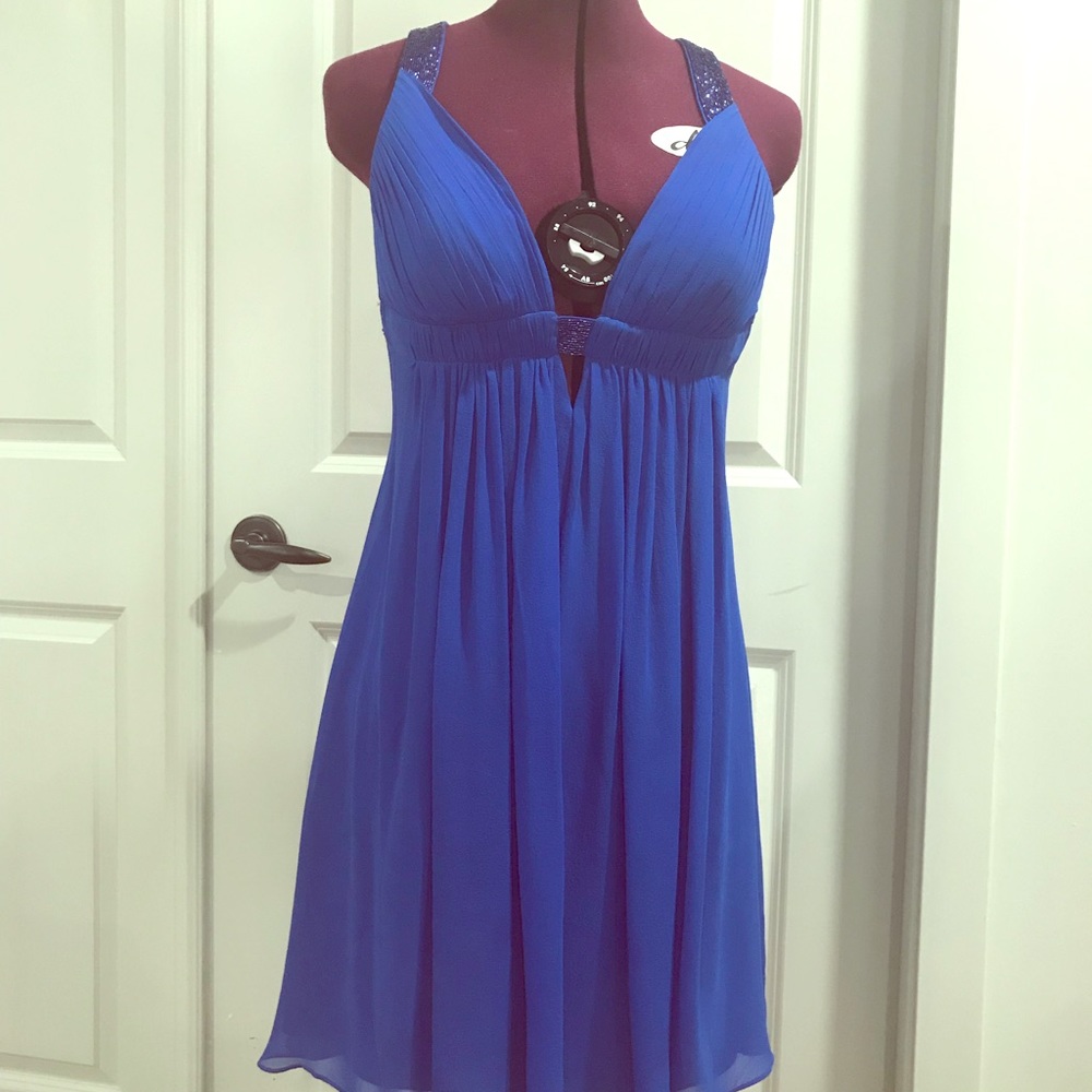 CACHE Flowy royal blue chiffon dress